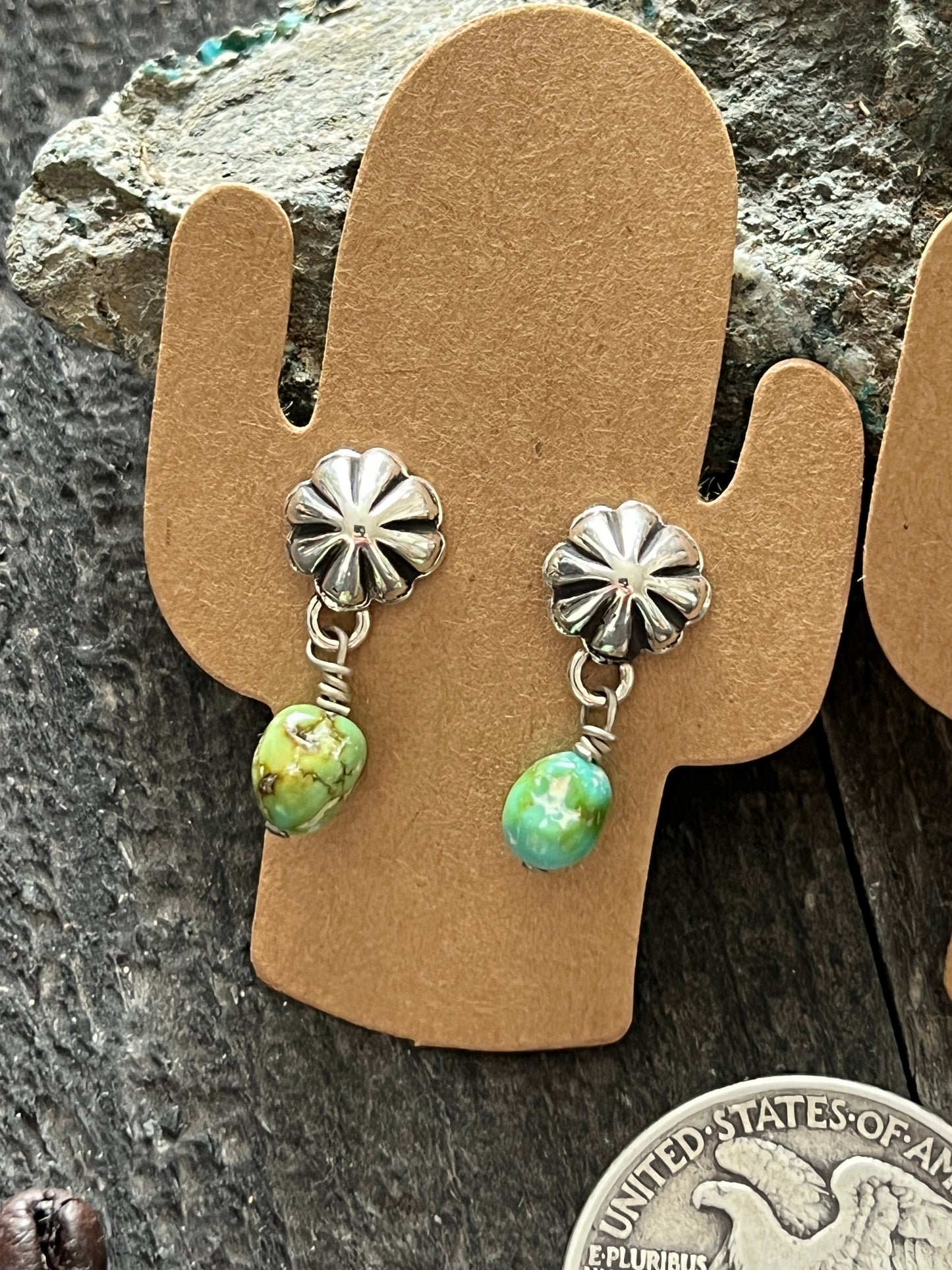 Summer Lovin’ Navajo Made Sterling Silver and Turquoise Concho Post Earrings