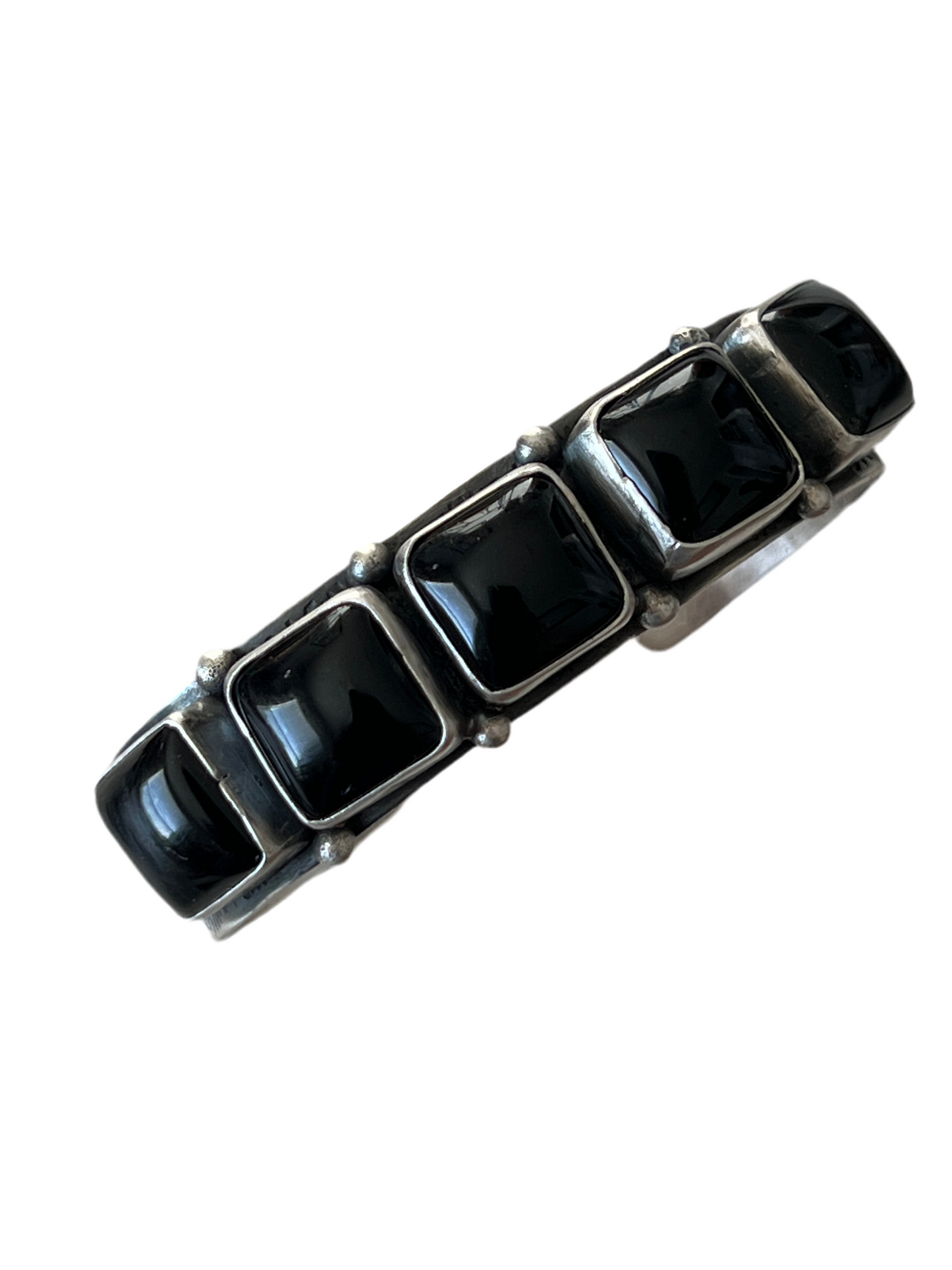 Randall Endito Sterling Silver and Onyx Row Cuff Bracelet