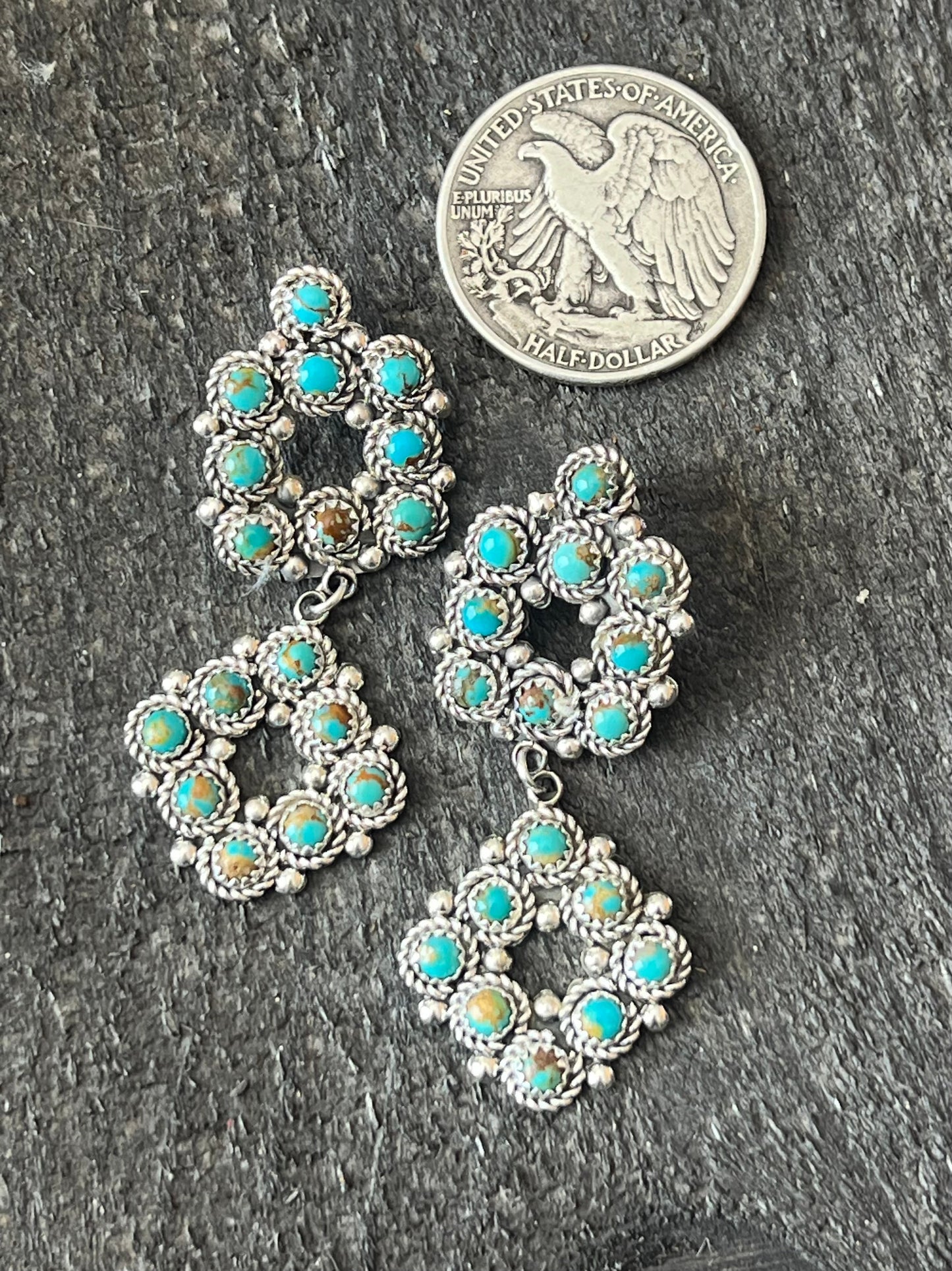 Zuni Sterling and Snake Eye Turquoise Link Necklace, Bracelet & Earrings by Dillon Cheama