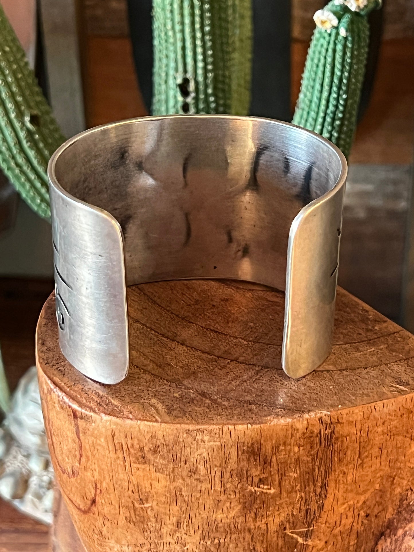 Old Pawn Sterling Silver Navajo Water Design Overlay Cuff, Unsigned