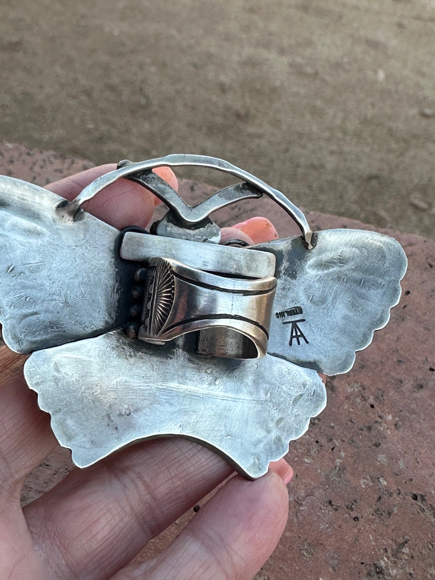Art Tofoya Butterfly Natural Lavender Pit Bisbee Turquoise Sterling Ring Size 7