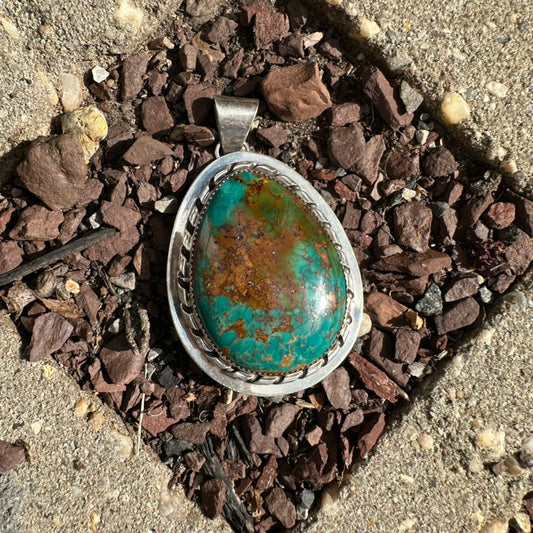 Artisan Made Sterling Silver and Turquoise Pendant by Blazing Fox Designs