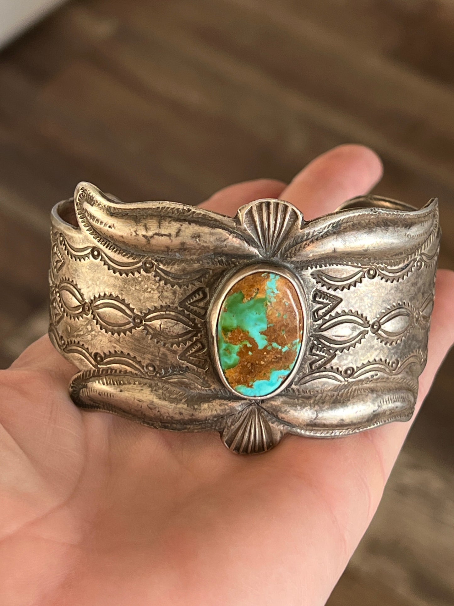 Hand Forged Old Pawn Sterling Silver Ingot Cuff Bracelet by Santa Fe Artist, Buffalo: The Royston