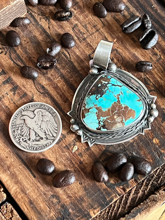 Sterling Silver and Royston Turquoise Pendant by Kimari Somers