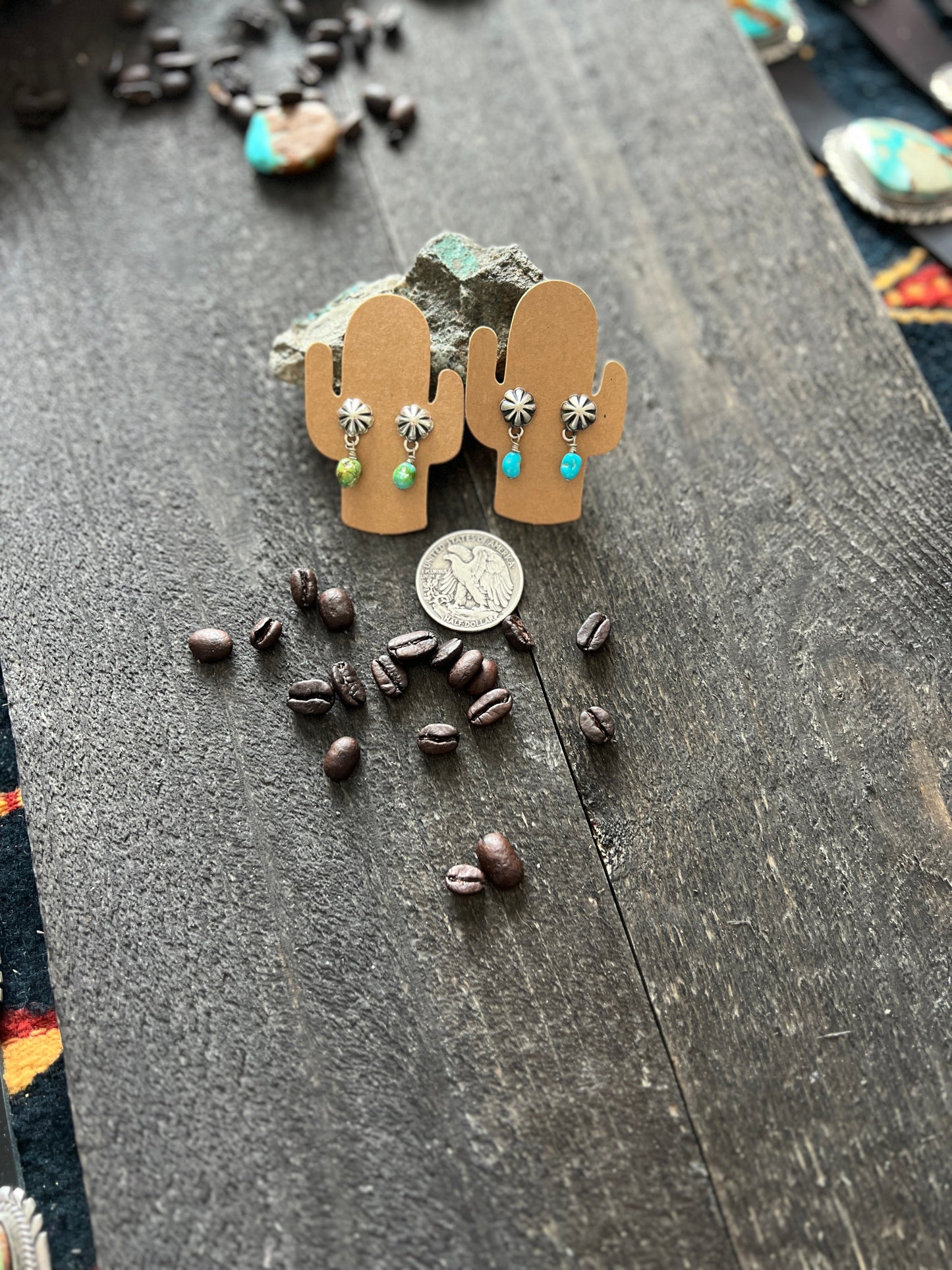 Summer Lovin’ Navajo Made Sterling Silver and Turquoise Concho Post Earrings