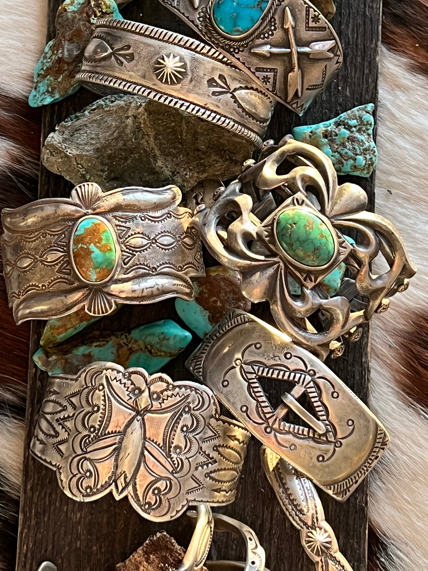 Hand Forged Old Pawn Sterling Silver Ingot Cuff Bracelet by Santa Fe Artist, Buffalo: The Royston