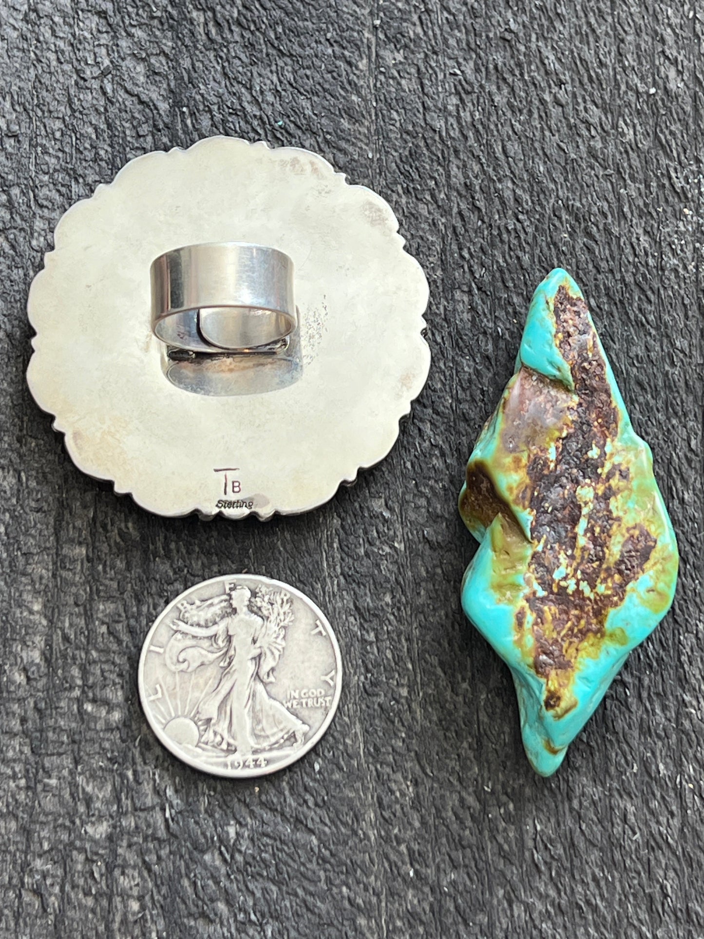 Navajo Sterling Silver and Purple Spiny Oyster Cluster Ring by Tyler Brown, Adjustable