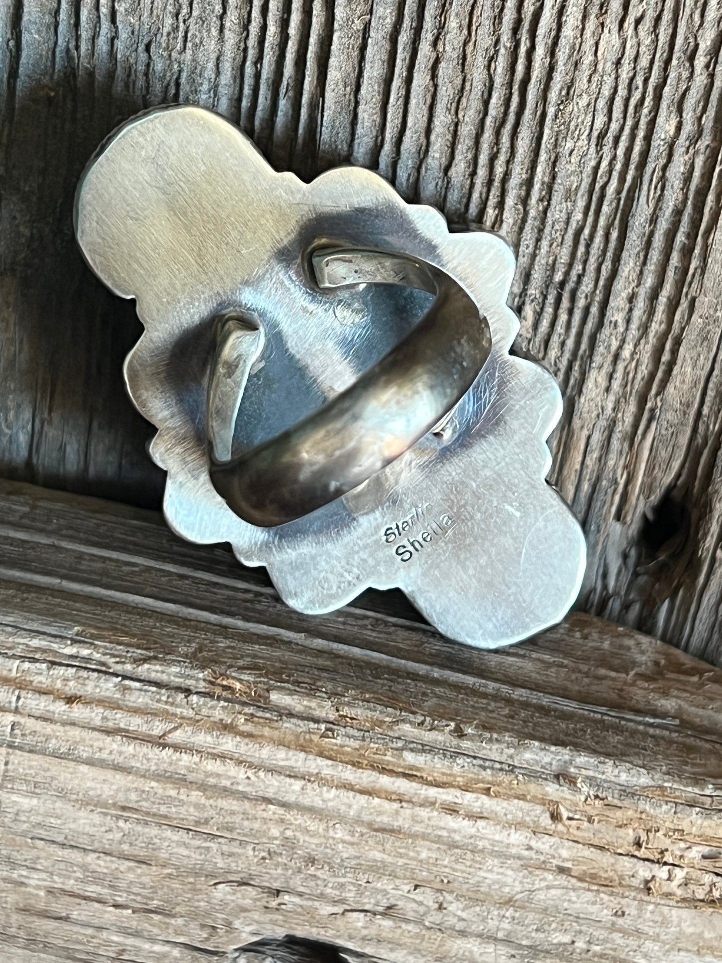 Navajo Sterling Silver and Natural Campitos Turquoise Cluster Ring by Sheila Becenti, Size 8.75