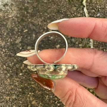 Vintage Navajo Sterling Silver and Turquoise Ring Signed by Albert Cleveland
