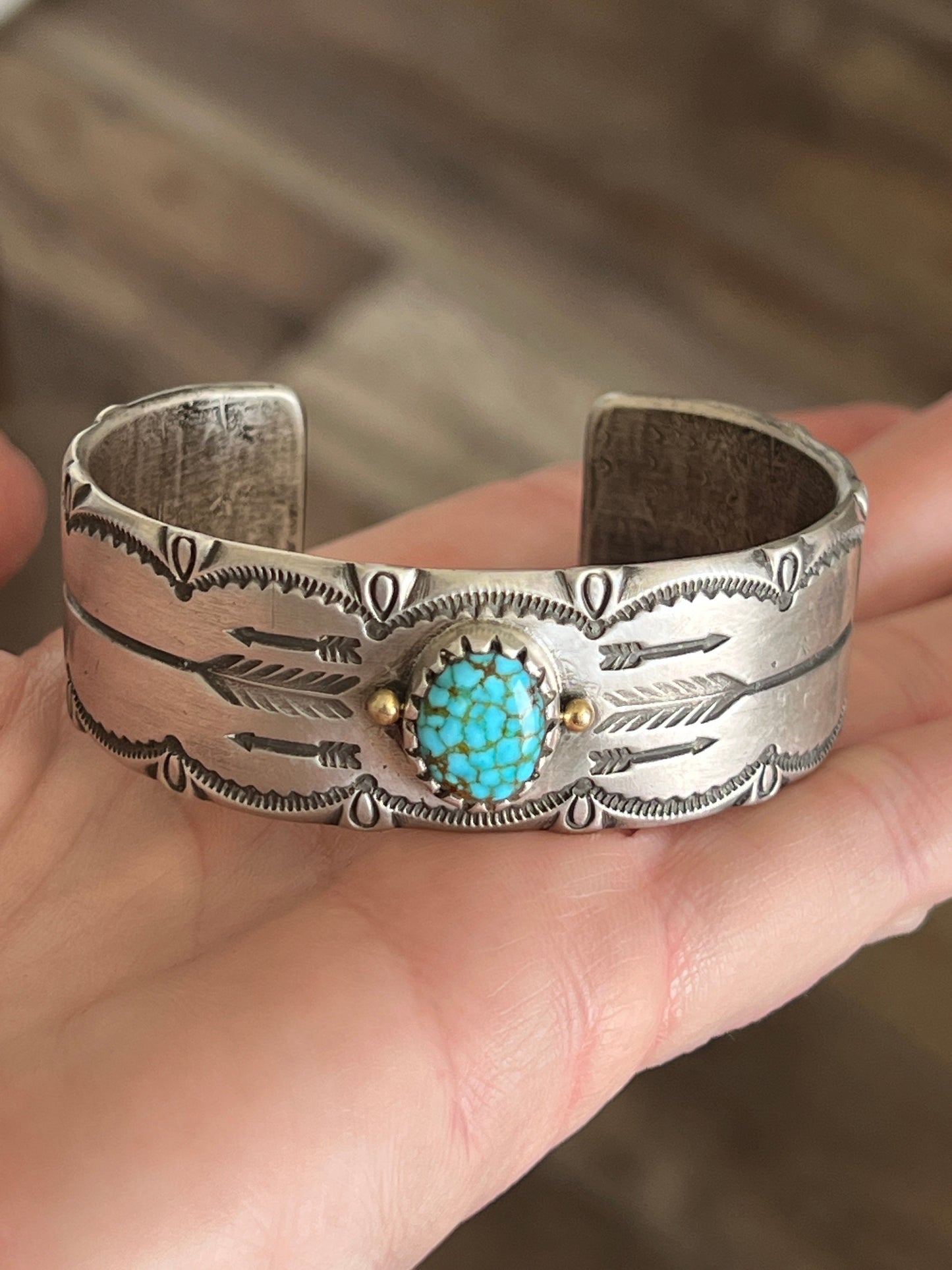 Falcon Trading Company Tufa Cast Sterling Silver and Kingman Turquoise Cuff Bracelet by Joe O’Neill