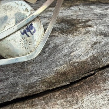 Navajo Made Sterling Silver and Turquoise Oval Cuff Bracelet Signed Wydell Billie