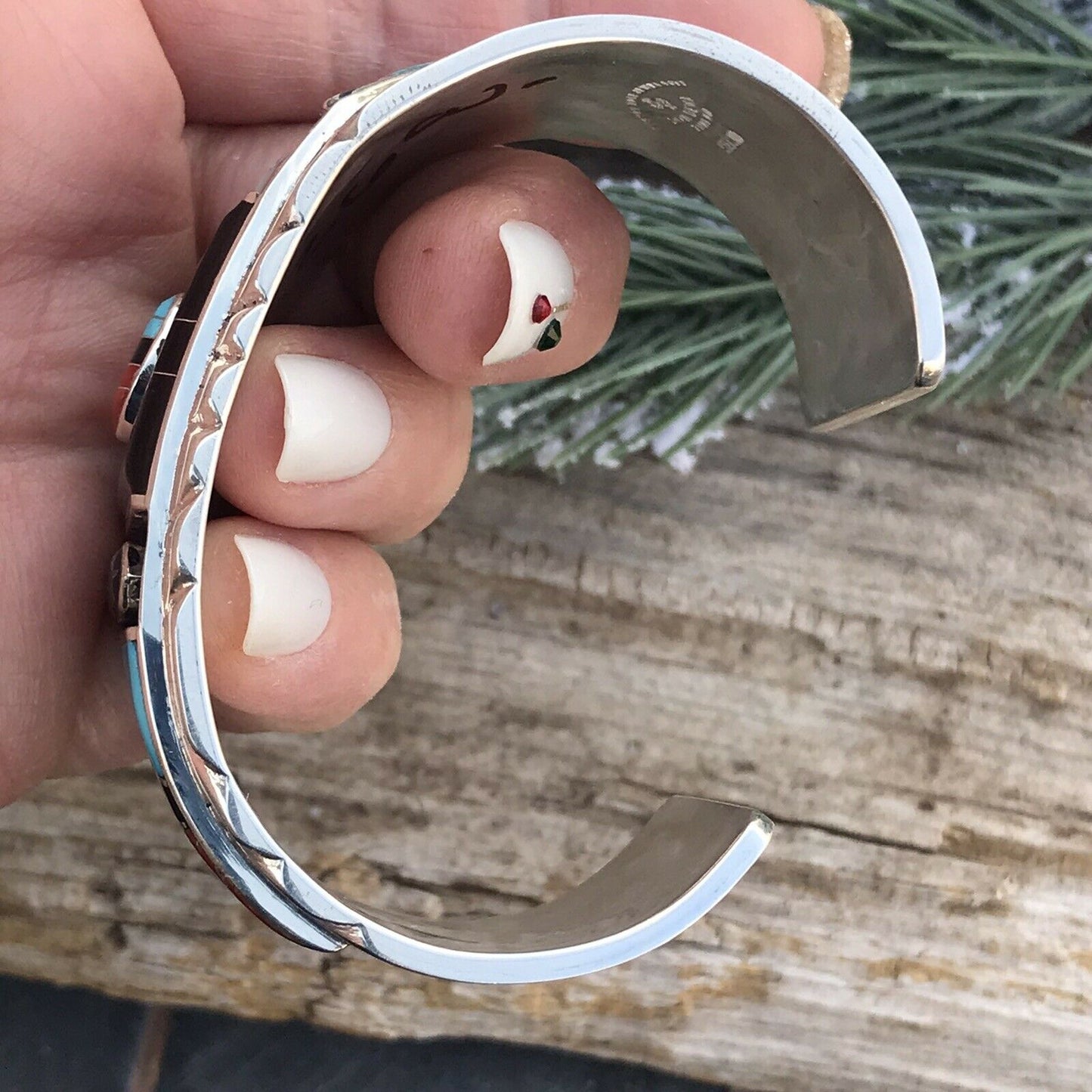 Don Dewa Zuni Sterling Silver Multi-stone SunFace Swivel Cuff Bracelet