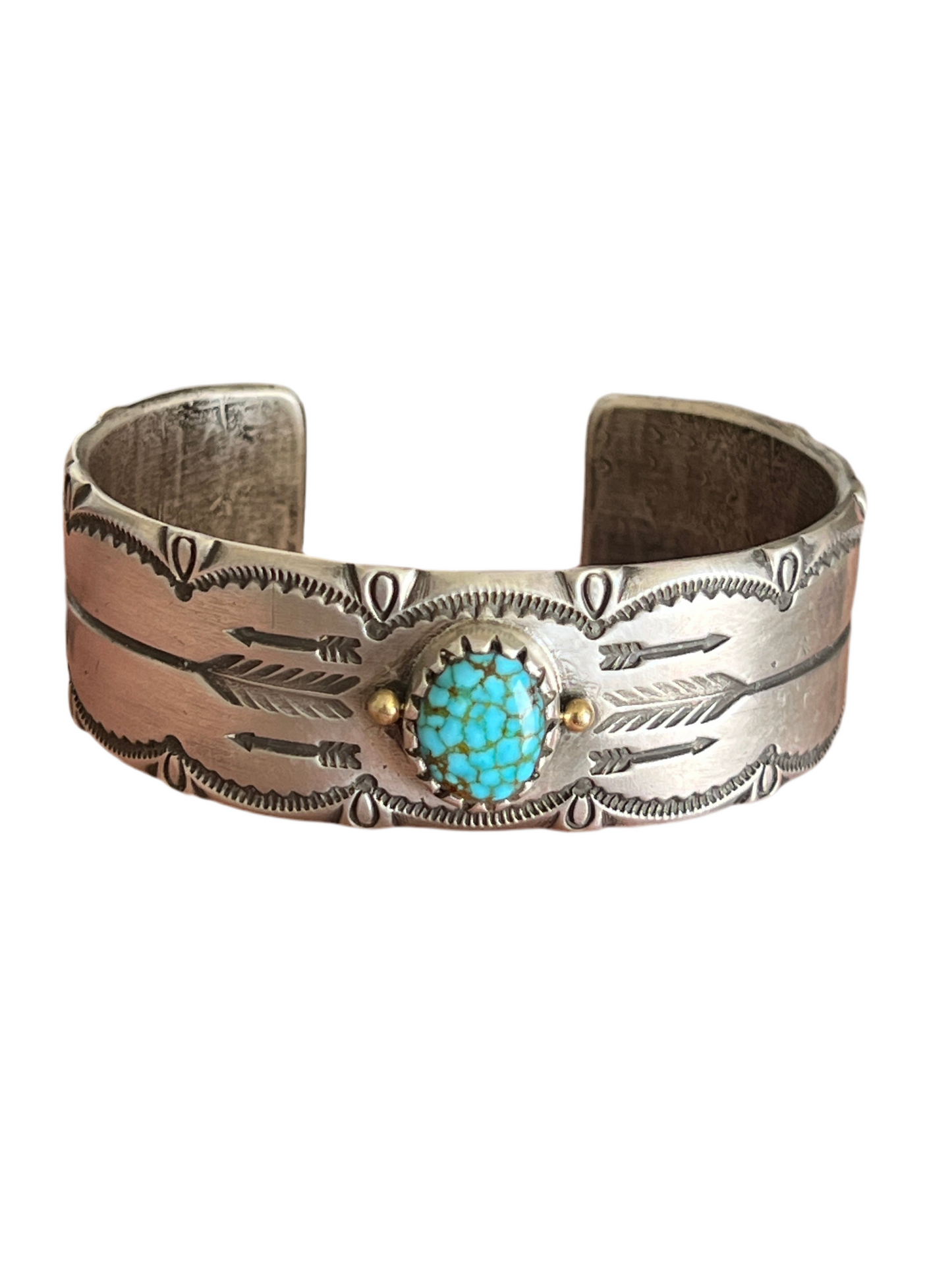 Falcon Trading Company Tufa Cast Sterling Silver and Kingman Turquoise Cuff Bracelet by Joe O’Neill