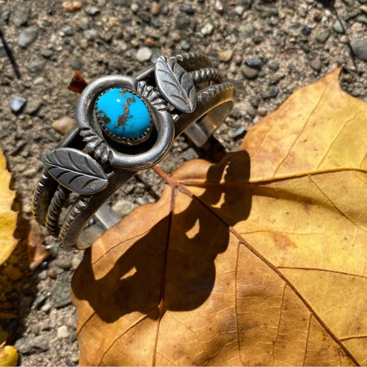 Vintage Atkinson Trading Company Sterling Silver and Turquoise Heavy Gauge Cuff Bracelet