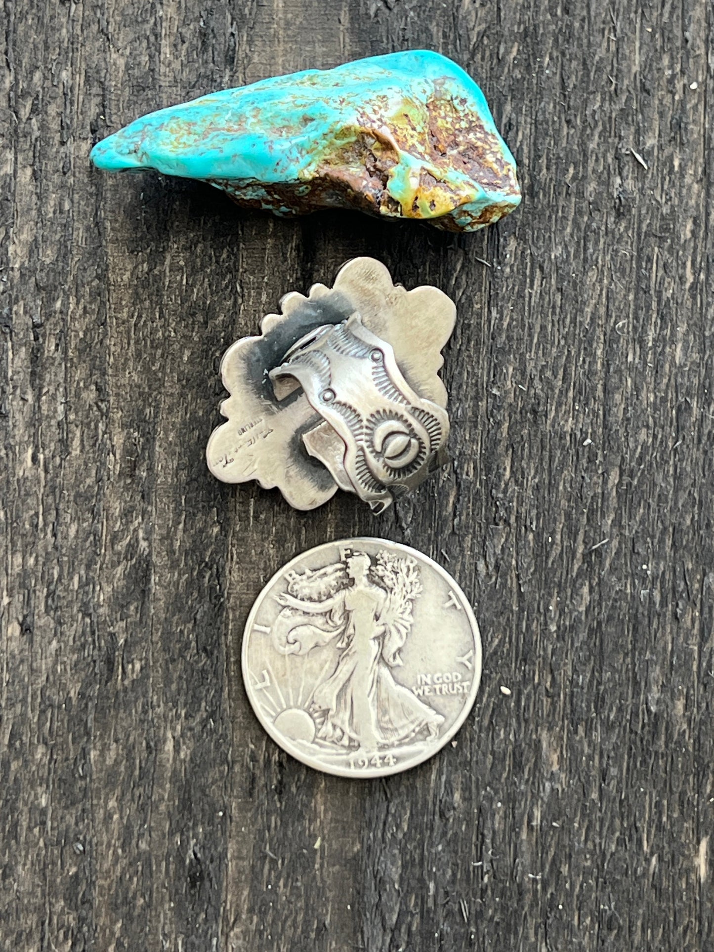 Navajo Sterling Silver and Sonoran Mountain Turquoise Single Stone Ring by Gilbert Tom, Size 9