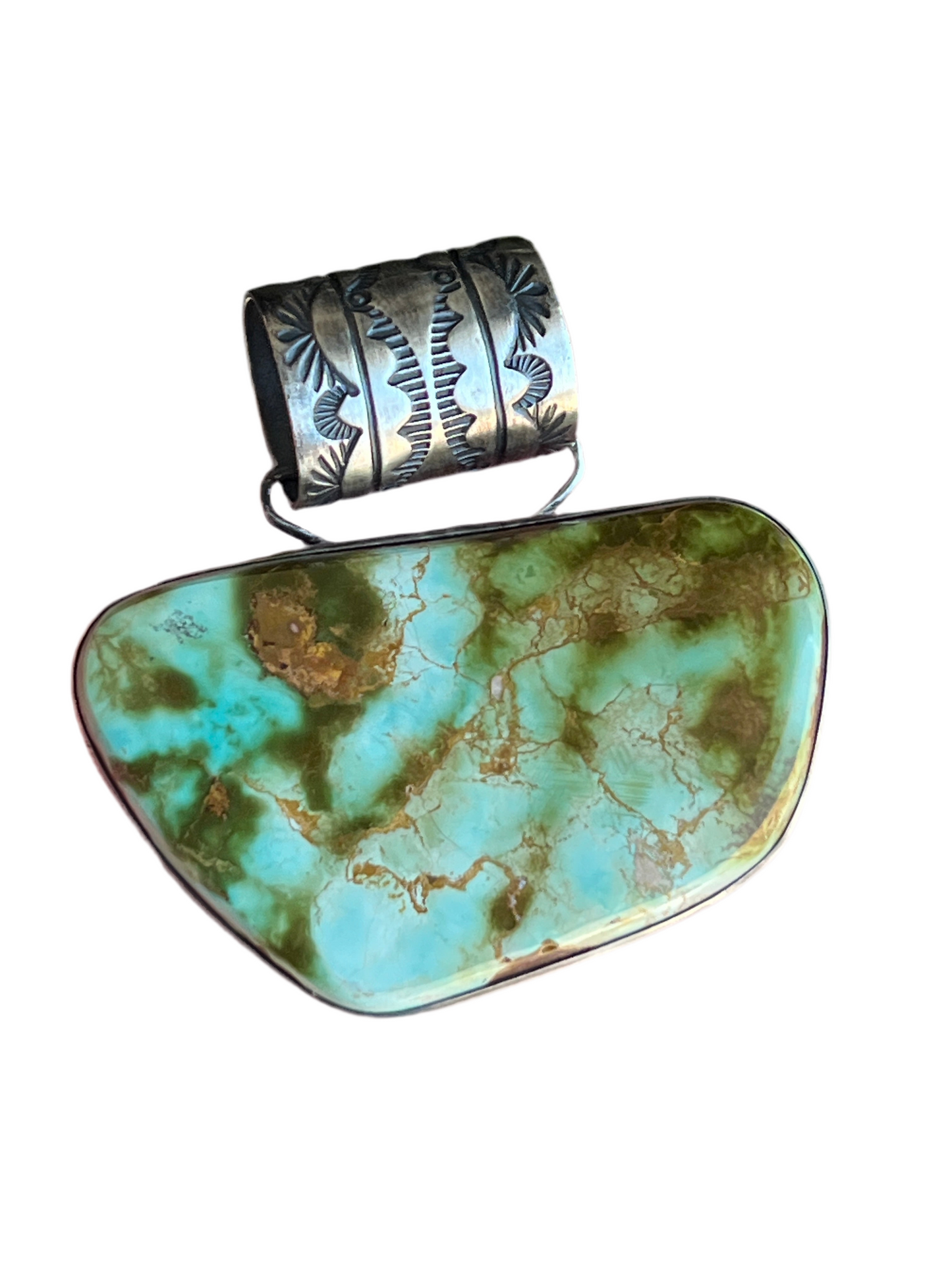 Navajo Sterling Silver and Royston Turquoise Solo Pendant by Angela Martin