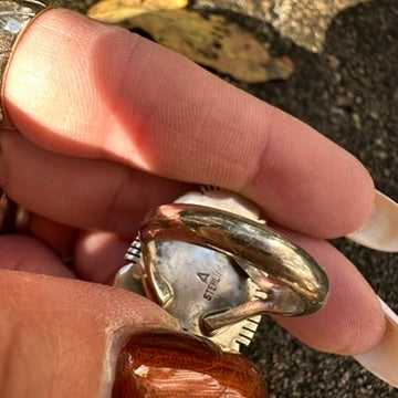 Navajo Sterling Silver Light Blue Webbed Kingman Turquoise Ring Signed by Allen Lee