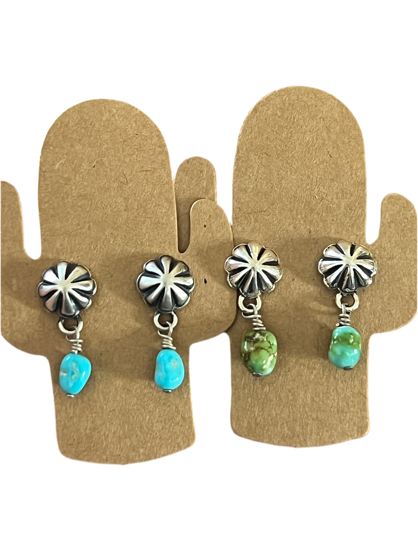 Summer Lovin’ Navajo Made Sterling Silver and Turquoise Concho Post Earrings