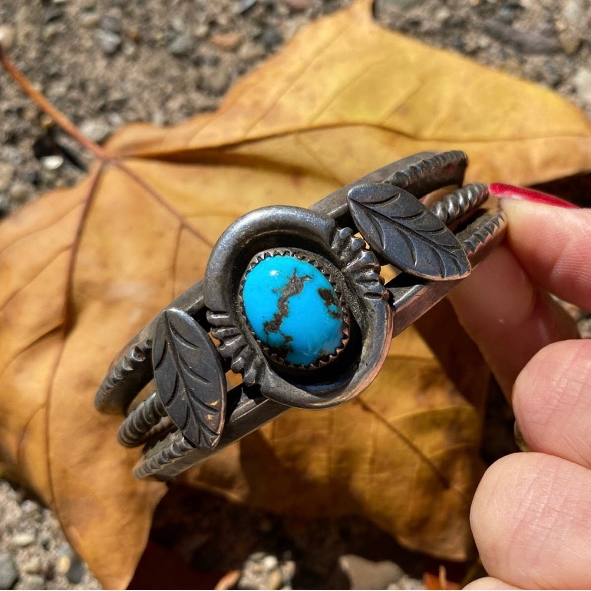 Vintage Atkinson Trading Company Sterling Silver and Turquoise Heavy Gauge Cuff Bracelet
