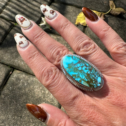 Navajo Sterling Silver and Turquoise Ring Signed by Thomas Francisco