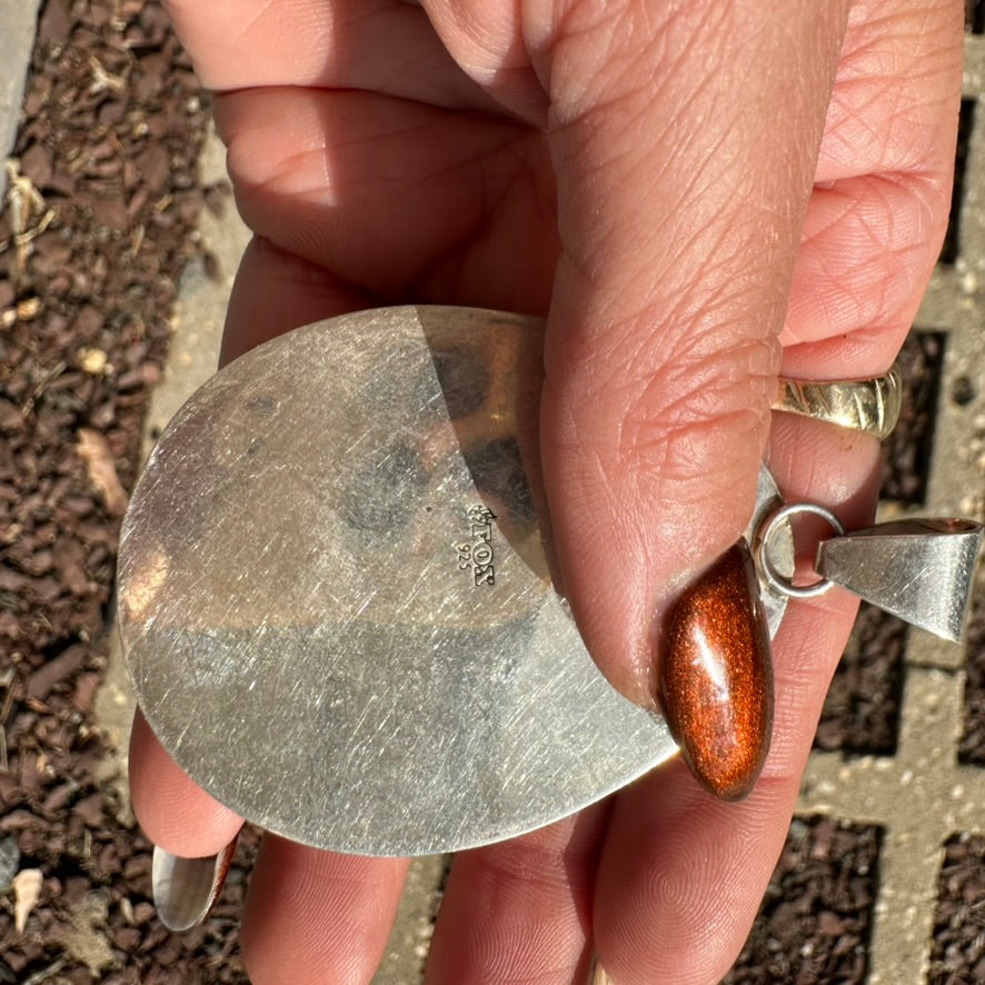 Artisan Made Sterling Silver and Turquoise Pendant by Blazing Fox Designs