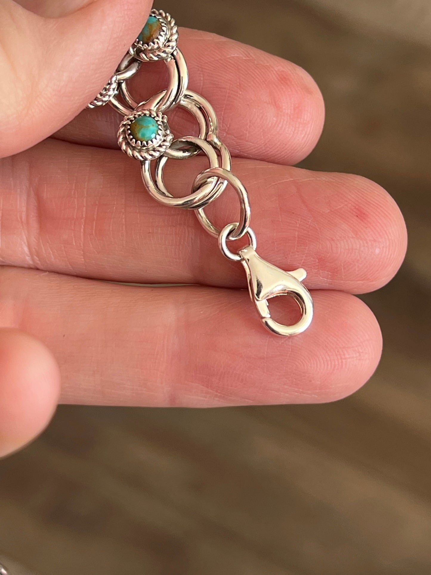 Zuni Sterling and Snake Eye Turquoise Link Necklace, Bracelet & Earrings by Dillon Cheama
