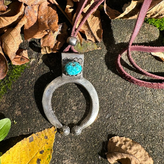 Artisan Made Ingot Silver and Turquoise Naja Necklace by Jock Favour
