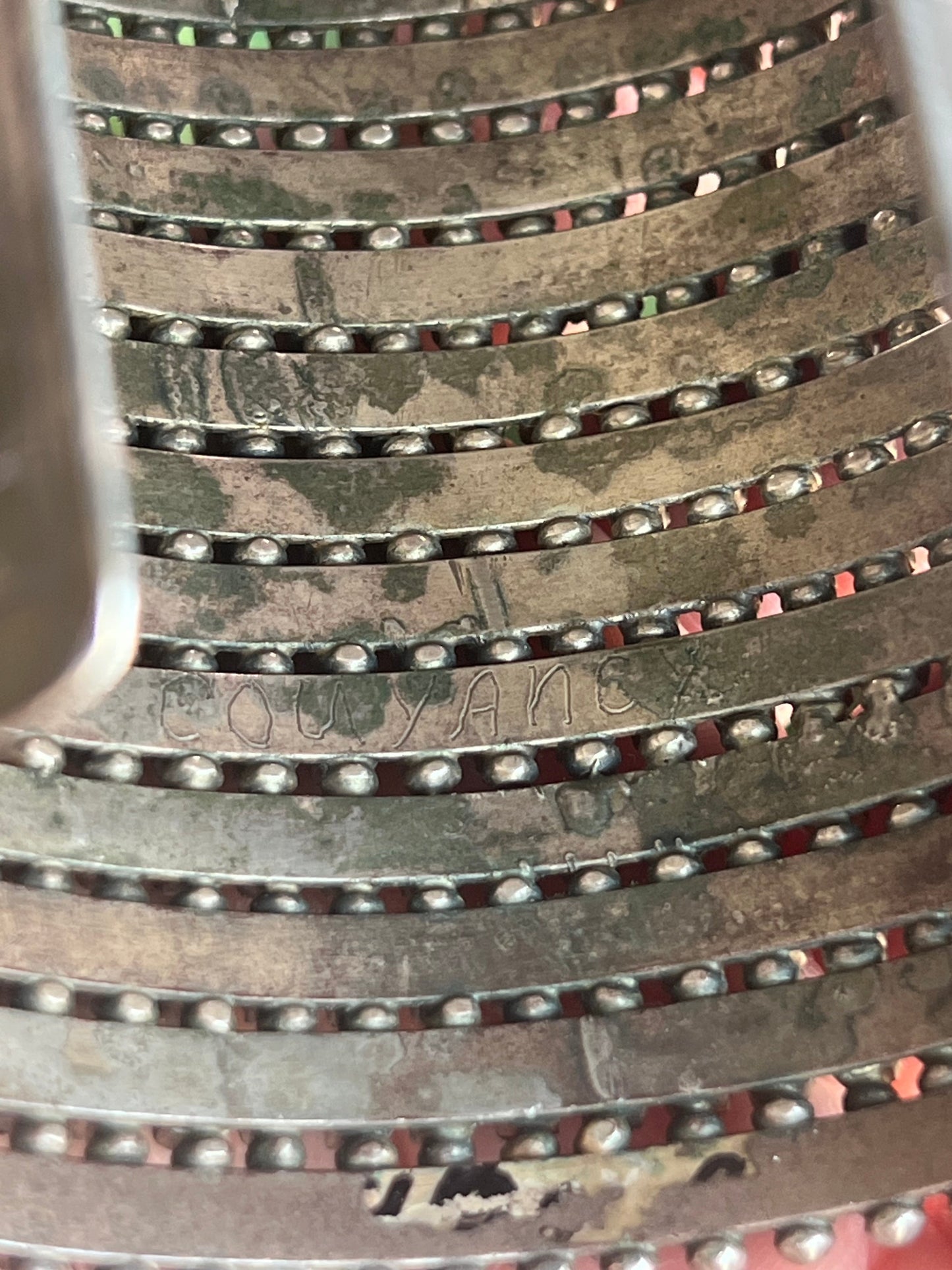Stunning Old Pawn 15 Row Zuni Sterling Silver & Turquoise Gauntlet Style Cuff Bracelet by Clark Couyancy