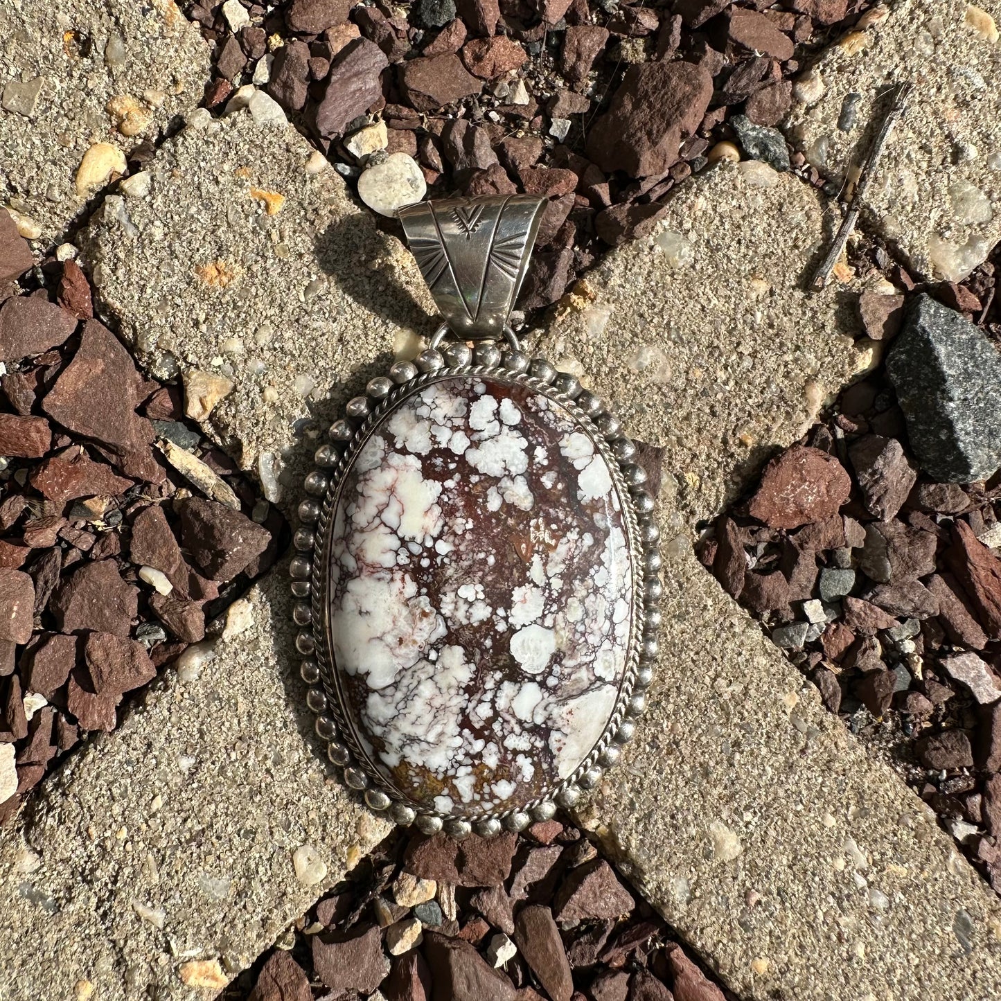 Artisan Made Sterling Silver and Wild Horse Magnesite Pendant by Blazing Fox Designs