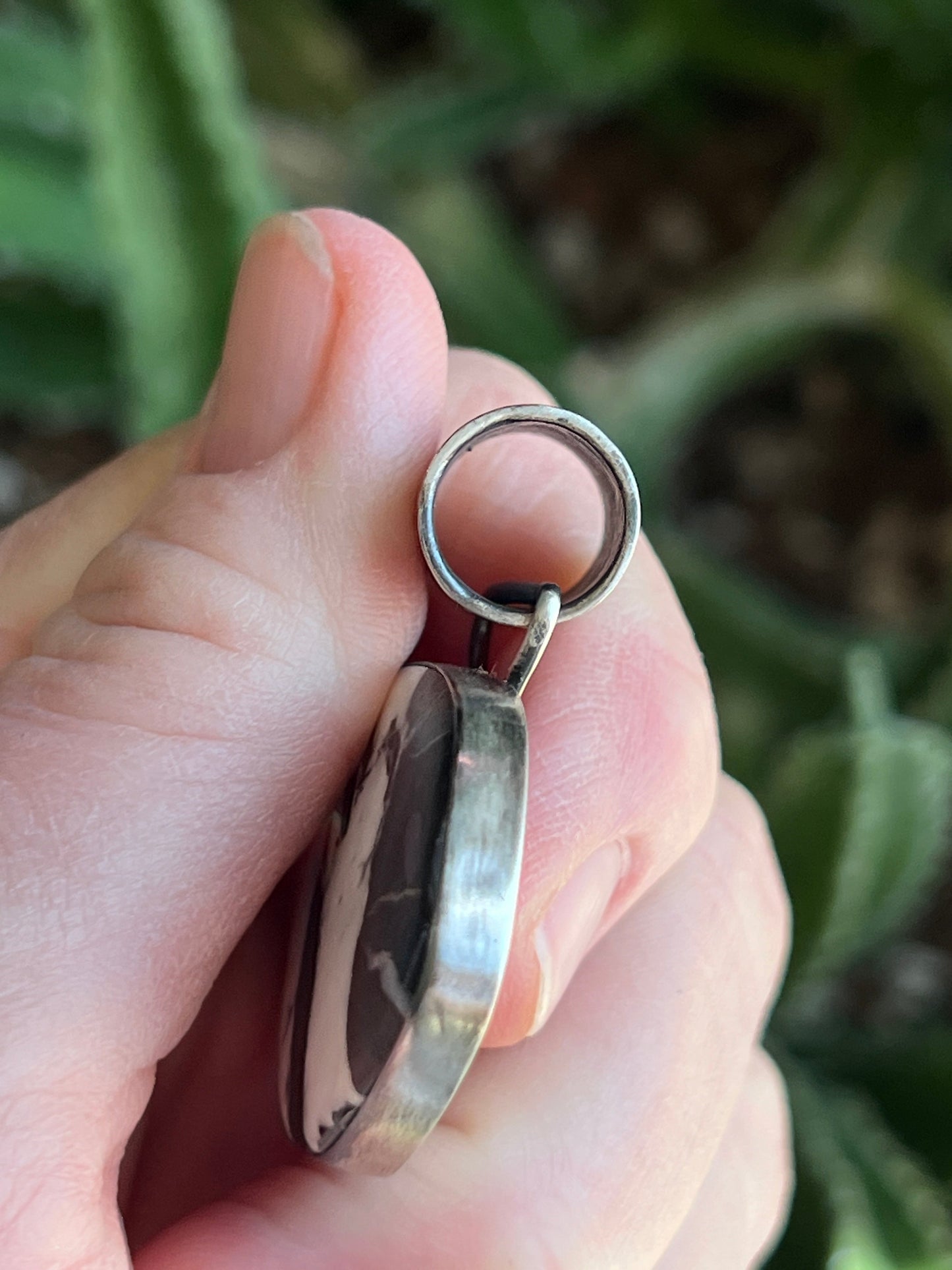 Navajo Sterling Silver and White Buffalo Solo Pendant by Angela Martin