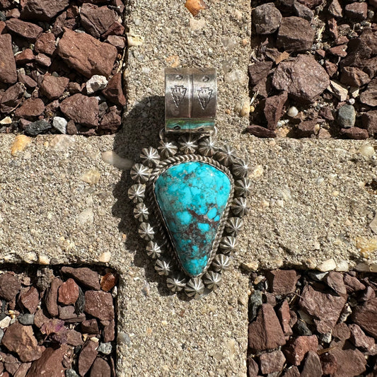 Navajo Made Sterling Silver and Turquoise Pendant by Leigha Cleveland
