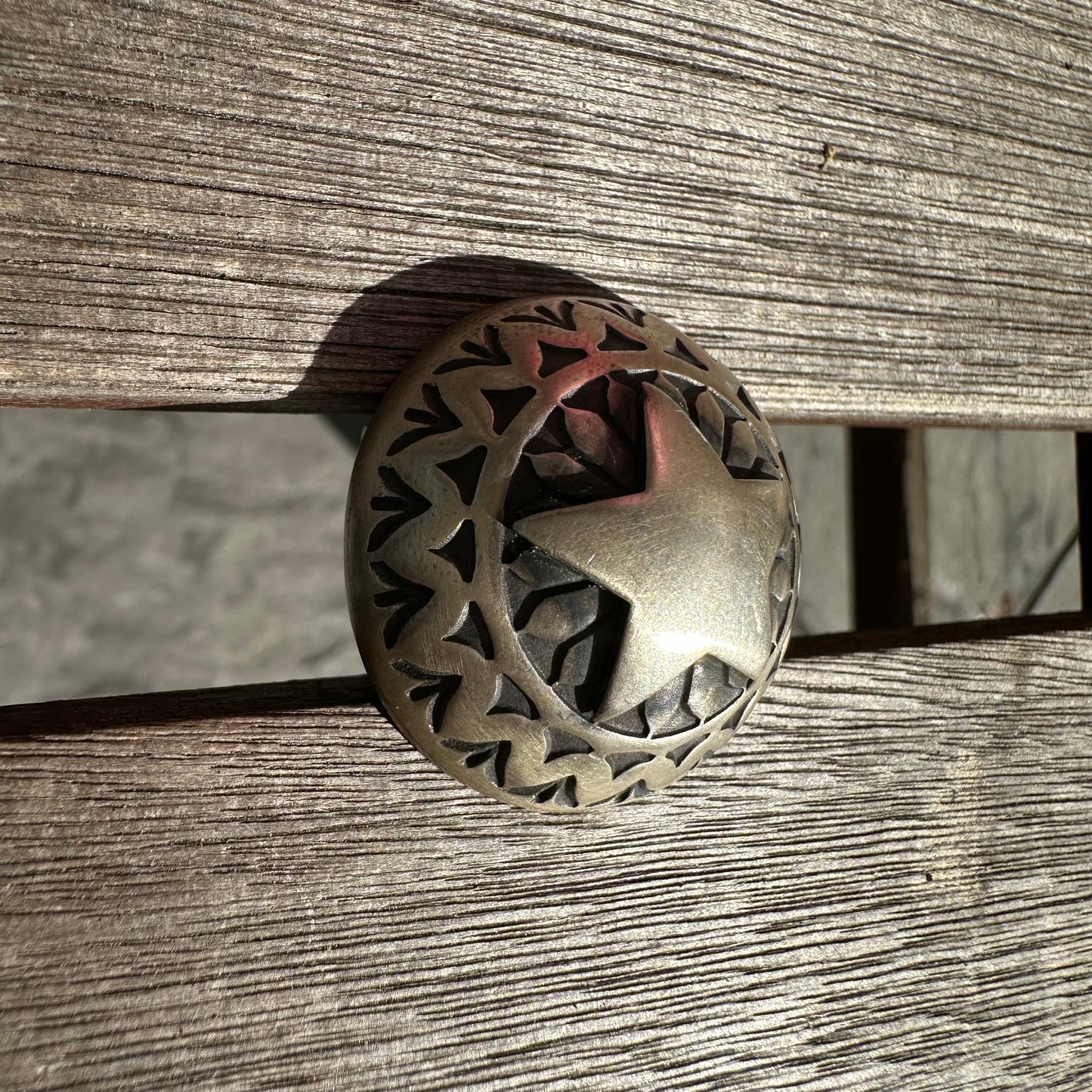 Sterling Silver Domed Star Ring by Navajo Artist, Derrick Cadman