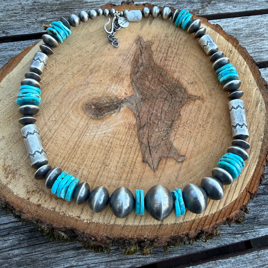 Rose Martin Sterling Silver Navajo Pearls with Turquoise