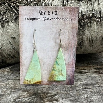 Artisan Made Sterling Silver and Australian Turquoise Light Minty Slab Earrings