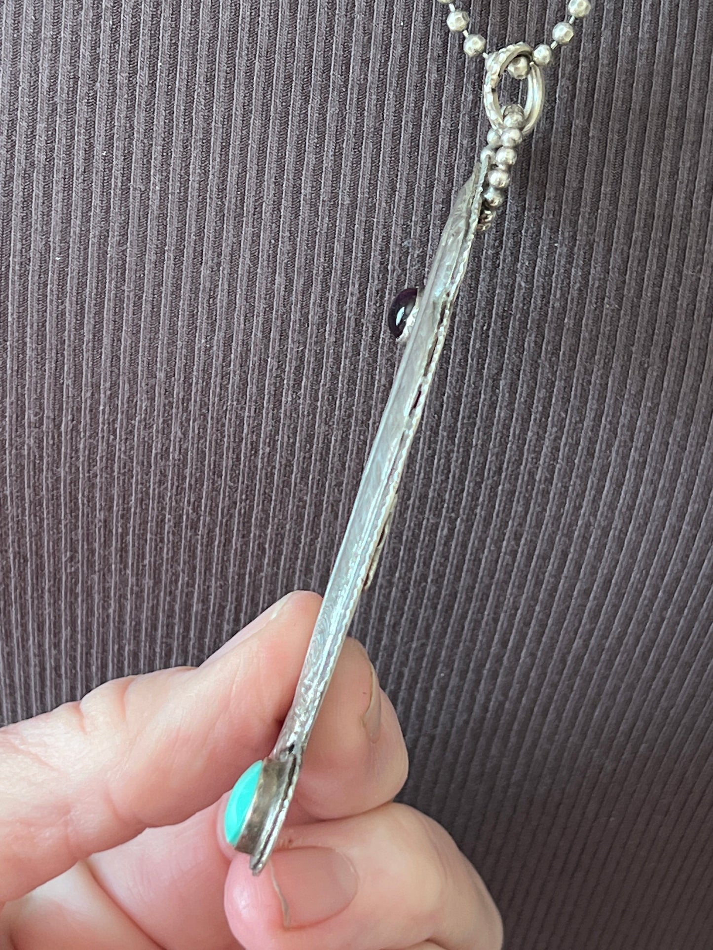 Tularosa Sterling Silver, Turquoise & Amethyst Feather Necklace