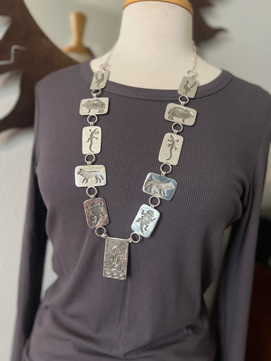 Sterling Silver Overlay Desert Menagerie Necklace by Quinton Antone