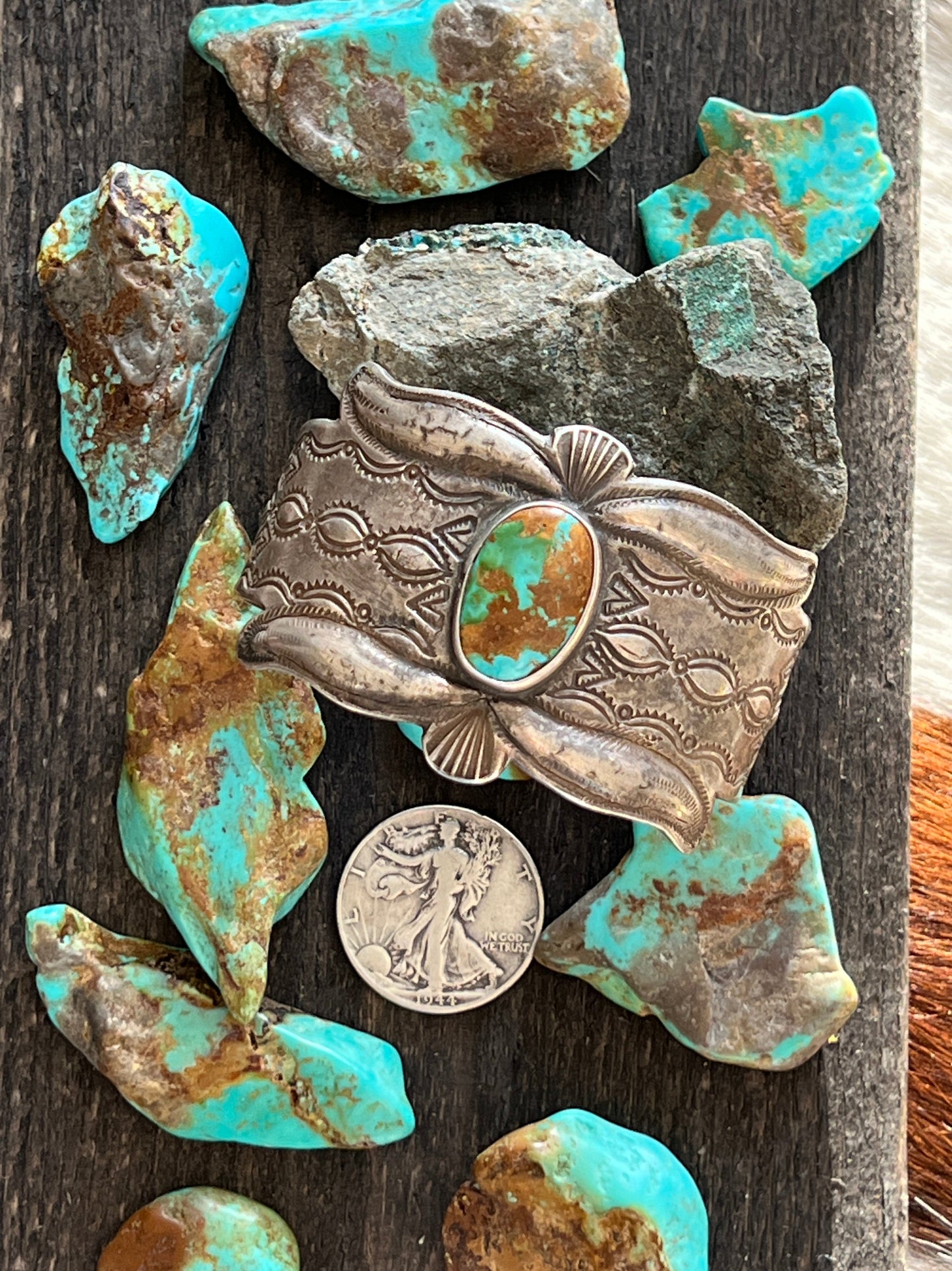 Hand Forged Old Pawn Sterling Silver Ingot Cuff Bracelet by Santa Fe Artist, Buffalo: The Royston