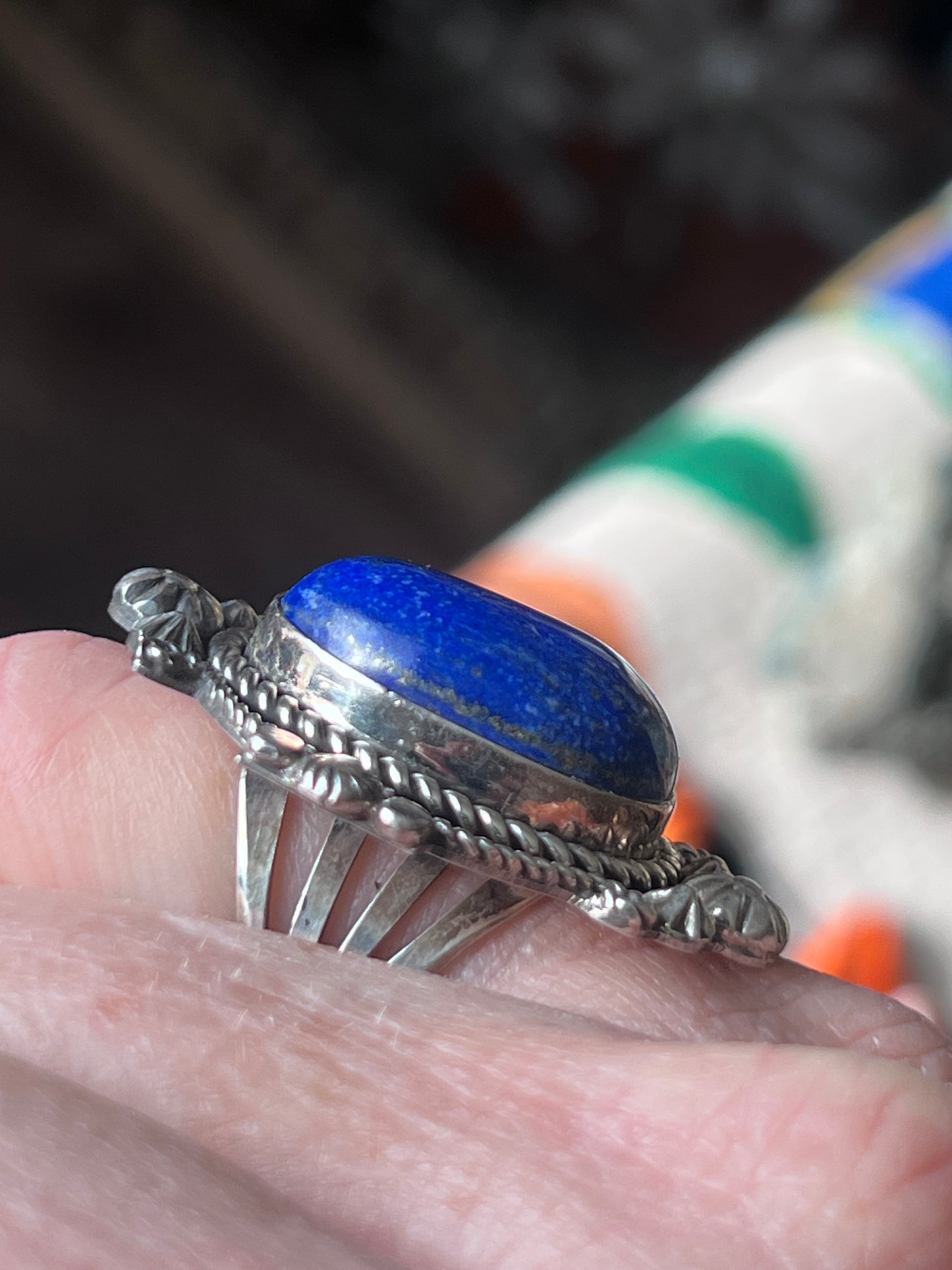 Rosella Paxson Sterling Silver and Lapis Lazuli Single Stone Ring, Size 7-7.5