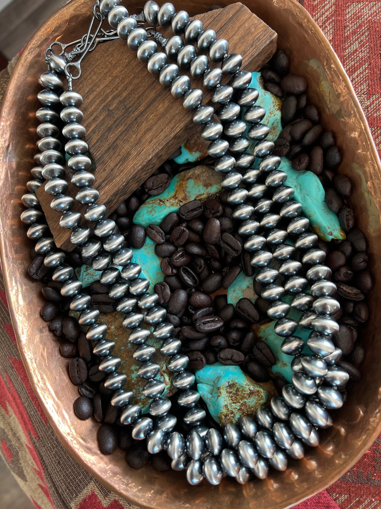 Vinita Cowboy Handmade 10mm Sterling Silver Navajo Saucer Pearl Beaded Necklaces