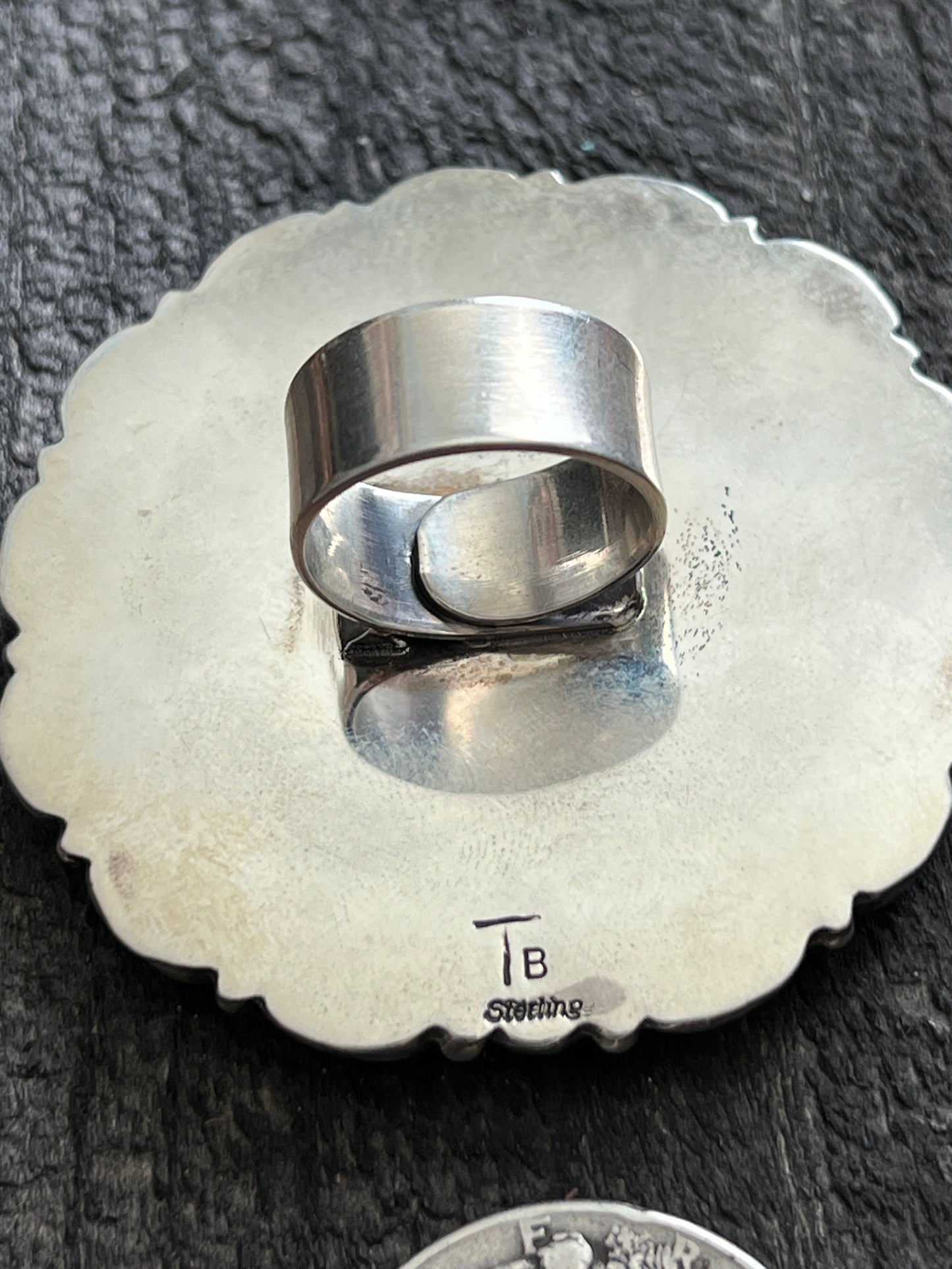 Navajo Sterling Silver and Purple Spiny Oyster Cluster Ring by Tyler Brown, Adjustable