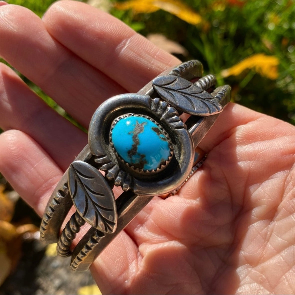 Vintage Atkinson Trading Company Sterling Silver and Turquoise Heavy Gauge Cuff Bracelet