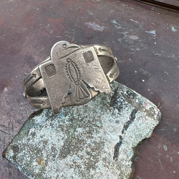 Vintage Artisan Made Ingot Silver Thunderbird Cuff Bracelet, by Buffalo