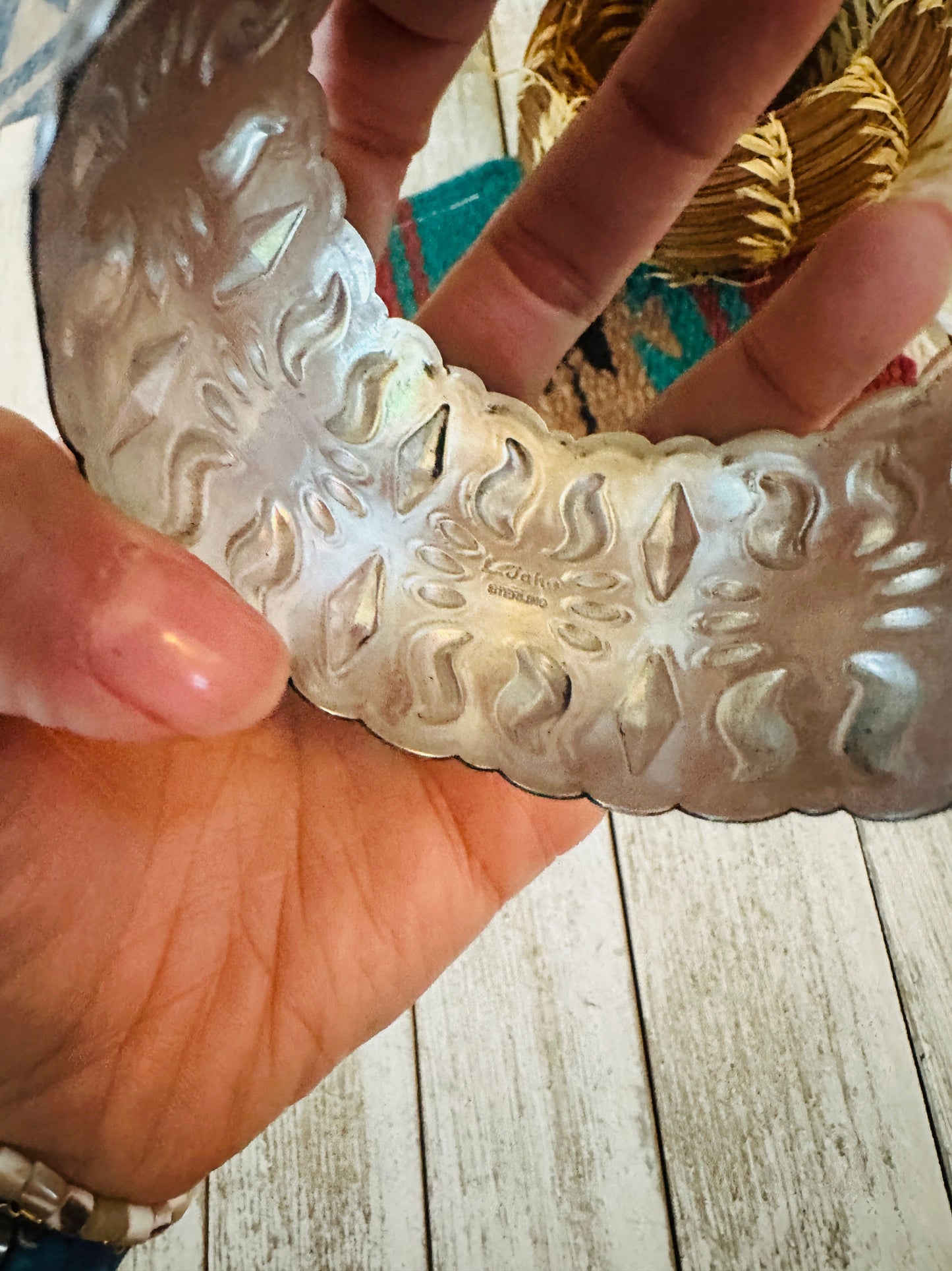 Navajo Sterling Silver, Spiny & Turquoise Bangle Bracelet by Leander Tahe