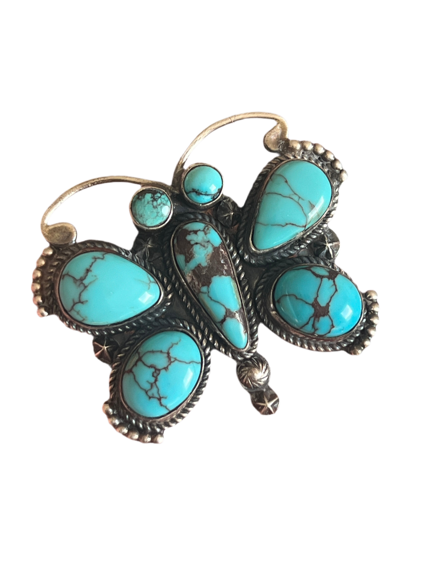 Apache Sterling Silver and Egyptian Turquoise Butterfly Ring by Rosella Paxson, Size 9