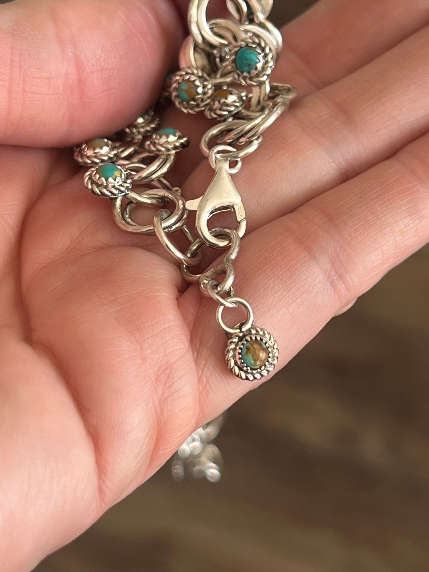 Zuni Sterling and Snake Eye Turquoise Link Necklace, Bracelet & Earrings by Dillon Cheama