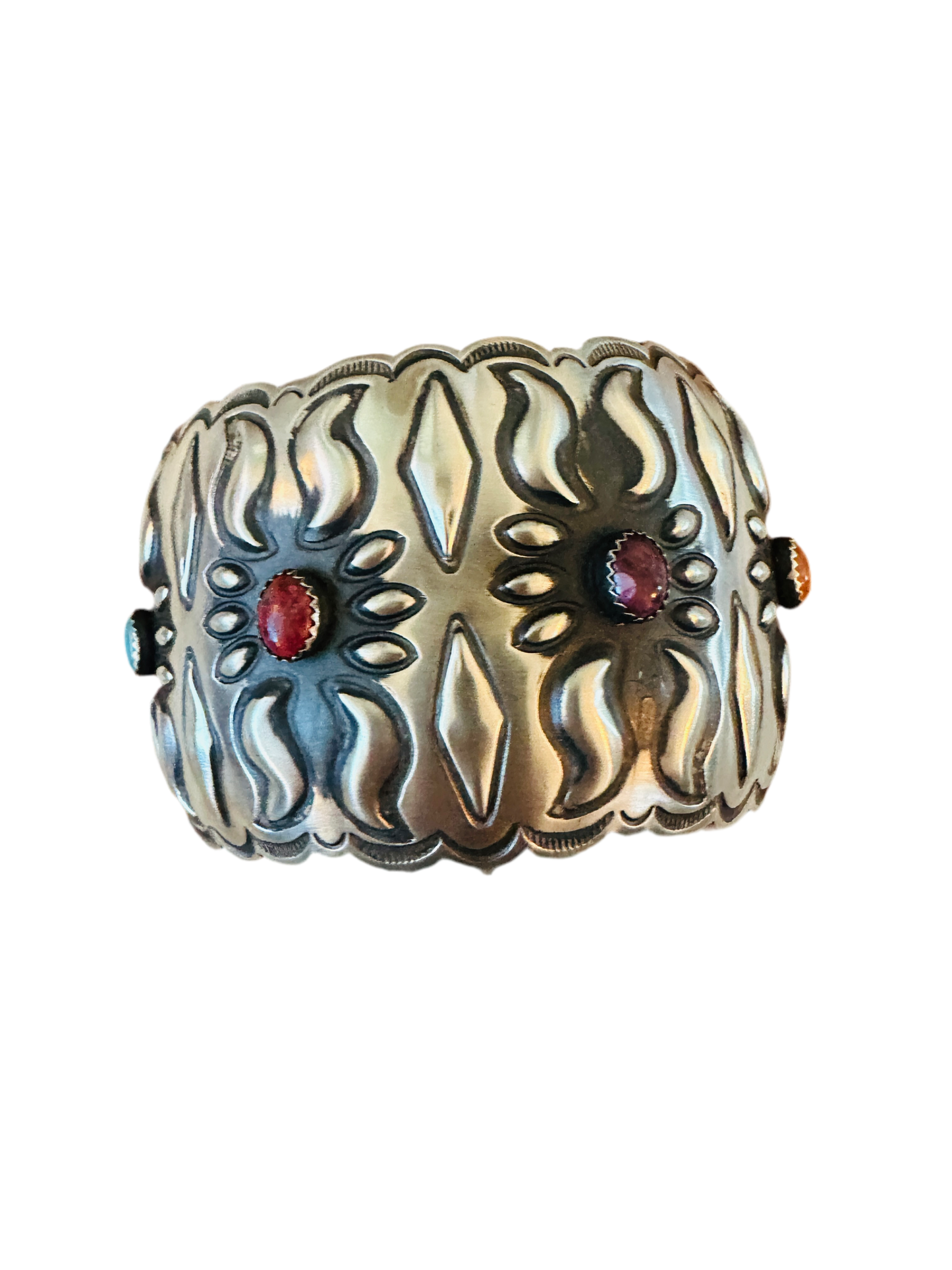 Navajo Sterling Silver, Spiny & Turquoise Bangle Bracelet by Leander Tahe