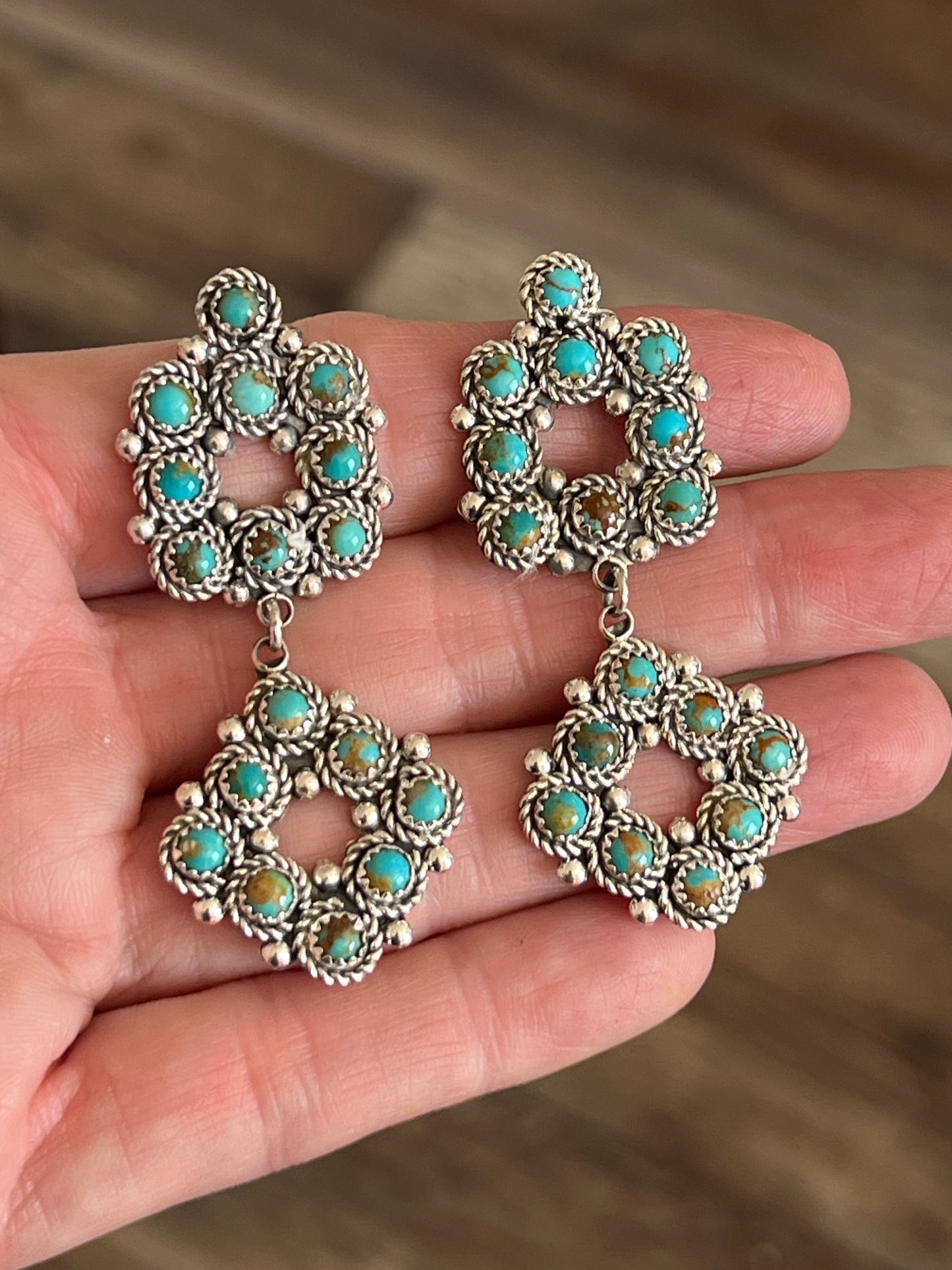 Zuni Sterling and Snake Eye Turquoise Link Necklace, Bracelet & Earrings by Dillon Cheama
