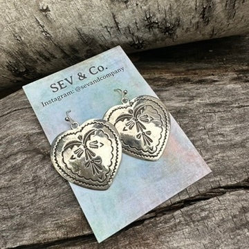 Native Made Sterling Silver Heart Earrings by Raymond Coriz