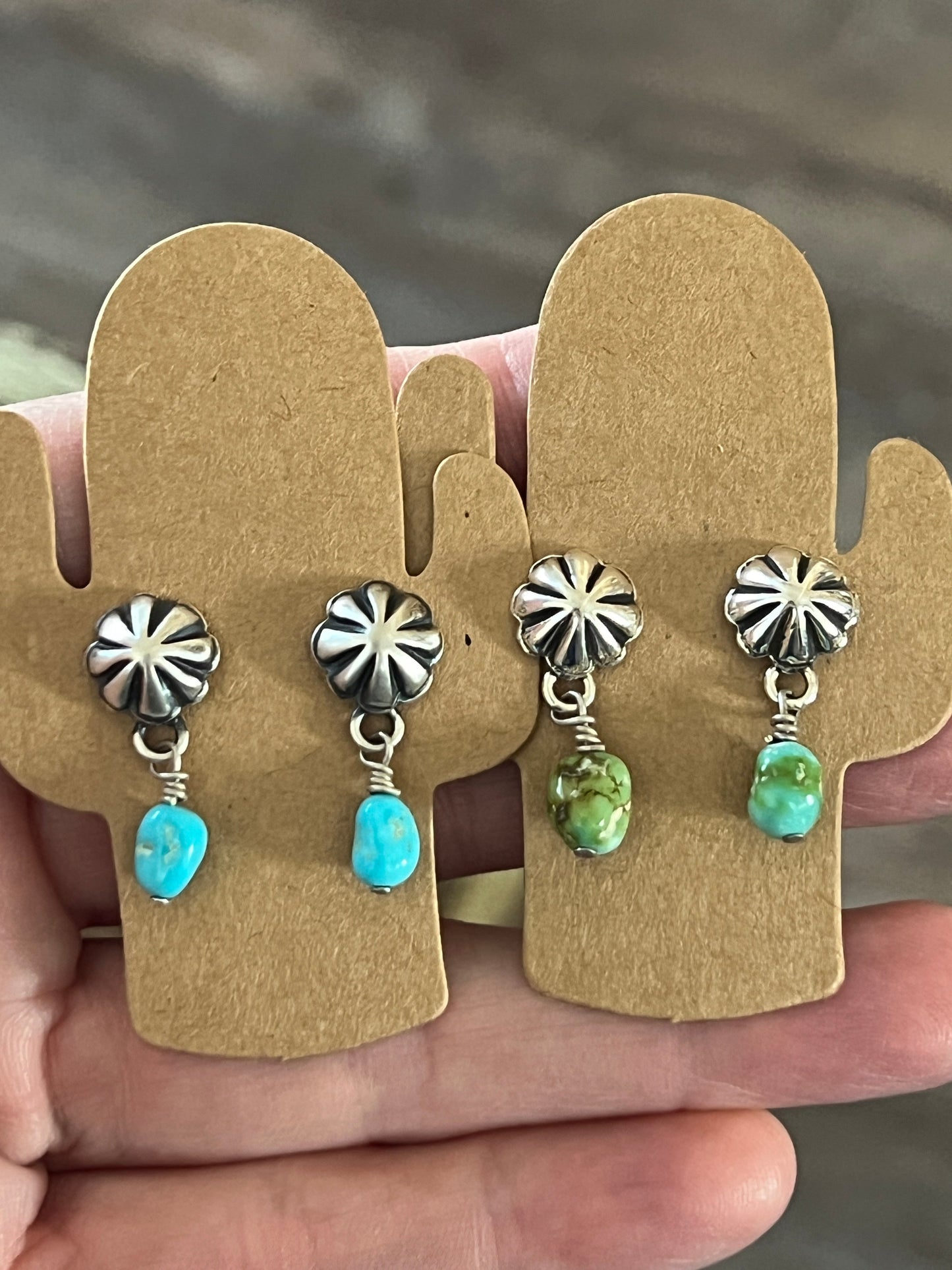 Summer Lovin’ Navajo Made Sterling Silver and Turquoise Concho Post Earrings