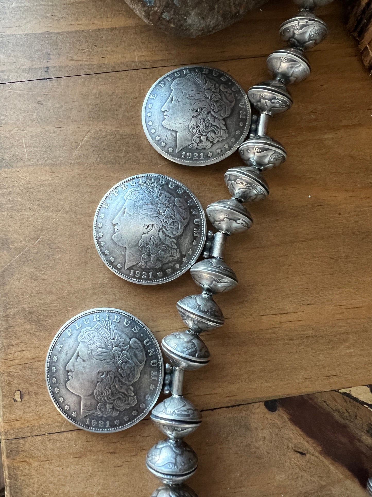 Buffalo Dancer Morgan Dollar Squash Blossom Style Necklace